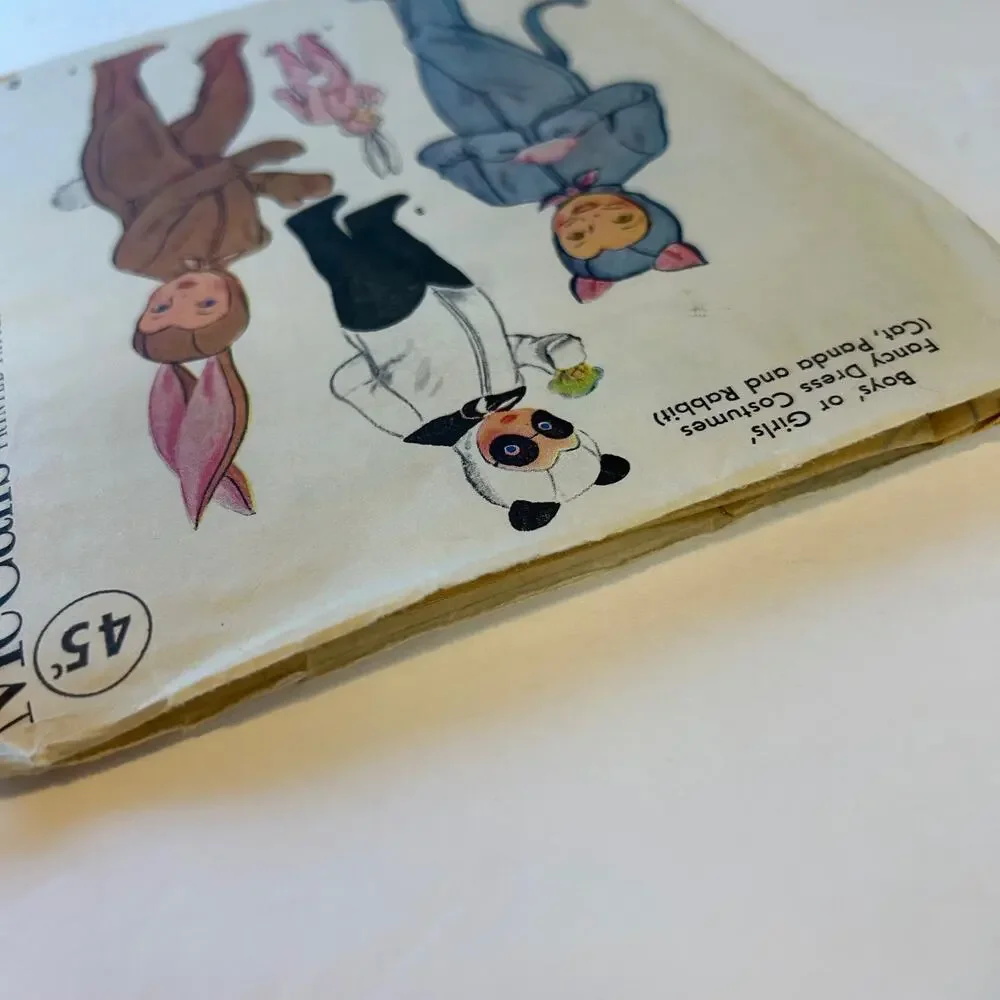 McCalls Vintage 1940's Pattern #1485 Kids Costumes Cat, Panda, Rabbit Size‎ 10